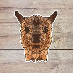 mosaic llama sticker, waterproof vinyl decal, great gift for animal lovers