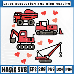 kids valentines day construction trucks funny boys kids toddler png, valentine day, digital download