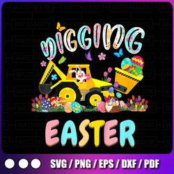 kids digging easter bunny driving tractor excavator eggs png, easter bunny tractor png, easter png, i'm digging easter,
