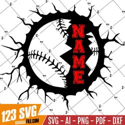Baseball SVG, Baseball Split Name Monogram Svg, Baseball Logo Svg, Softball svg files, Vector Cut file for Cricut, Silho