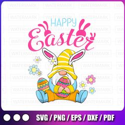happy easter day bunny spring gnome png, easter egg hunting png, easter bunny gnomes png sublimation design digital