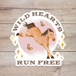 wild hearts run free horse sticker, waterproof vinyl decal, great gift for animal lovers