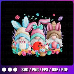 happy easter eggs bunny png, gnomes bowling lover easter png, easter bunny gnomes png