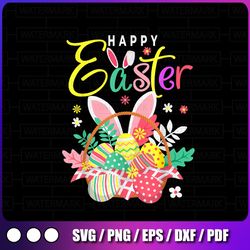 happy easter egg basket bunny ears png, easter png, happy easter png, egg basket, digital download, sublimation design