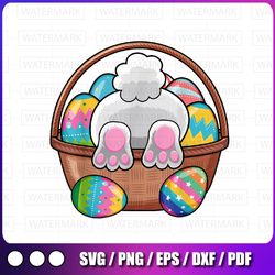 easter bunny basket eggs png, rabbit easter day png, sublimation png design