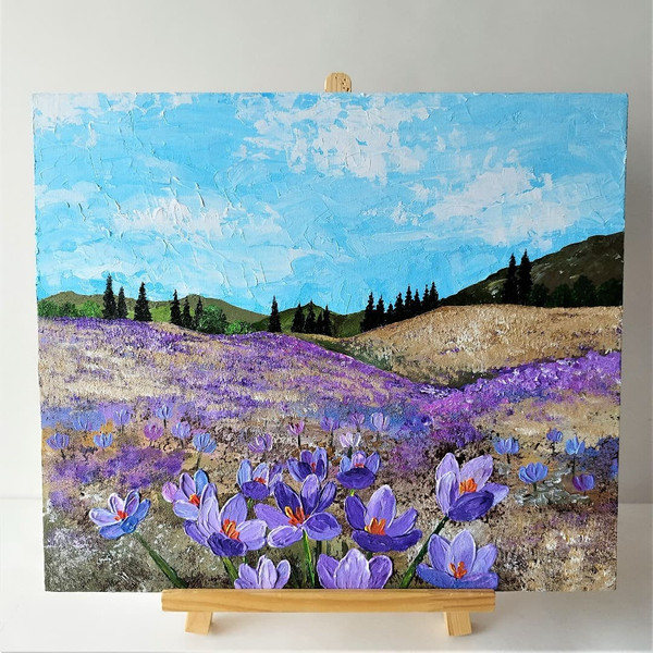 Scenery-painting-flowers-crocuses-on-canvas-board-impasto-wall-artwork-art-framed.jpg