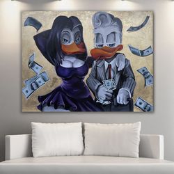 Pop art  Scrooge McDuck painting on canvas, scrooge mcduck art, donald duck&money artwork,  modern art - scrooge canvas