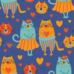 love cat hand drawn seamless pattern vector illustration