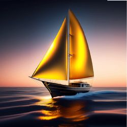 Golden Sail Yacht - boating design - Nautical life || Digital Print || Nautical Decor Art || Digital Download Wall Art
