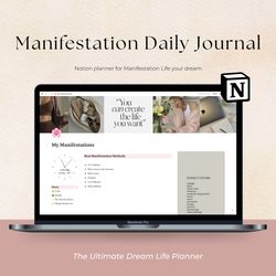 manifestation journal, notion templates, personal daily planner, healthy girl era journal, 5 minute journal that girl