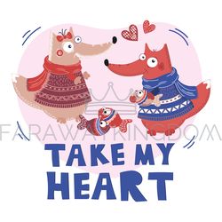 LOVE FOX Valentine Day Cartoon Animal Vector Illustration Set