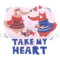love fox valentine day cartoon animal vector illustration set