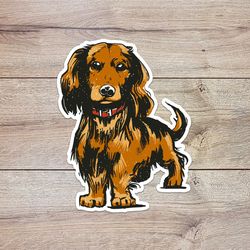 longhair dachshund sticker, waterproof vinyl decal, great gift for animal lovers