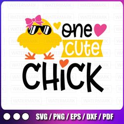 one cute chick svg dxf png eps files for cutting machines cameo cricut, easter, egg hunt, bunny, girly, boys