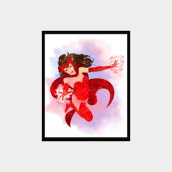 Scarlet Witch Marvel Superhero Art Print Digital Files decor nursery room watercolor