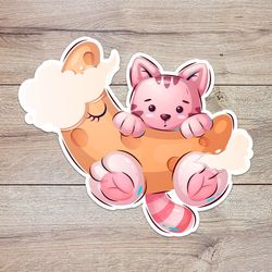 moon cat sticker, waterproof vinyl decal, great gift for animal lovers