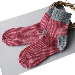 striped wool socks. winter warm socks unisex. gift for friends.