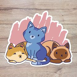 painted cat sticker, waterproof vinyl decal, great gift for animal lovers