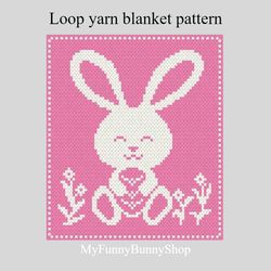 Loop yarn Bunny with Egg blanket pattern PDF