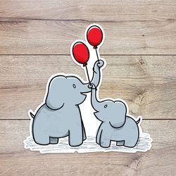 balloons elephant sticker, waterproof vinyl decal, great gift for animal lovers