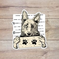 mug shot german shepherd sticker, waterproof vinyl decal, great gift for animal lovers