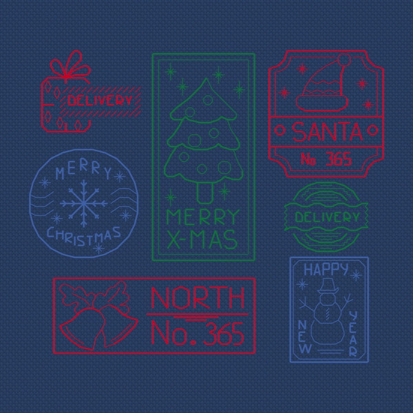 Christmas Stamps embroidery pattern-2