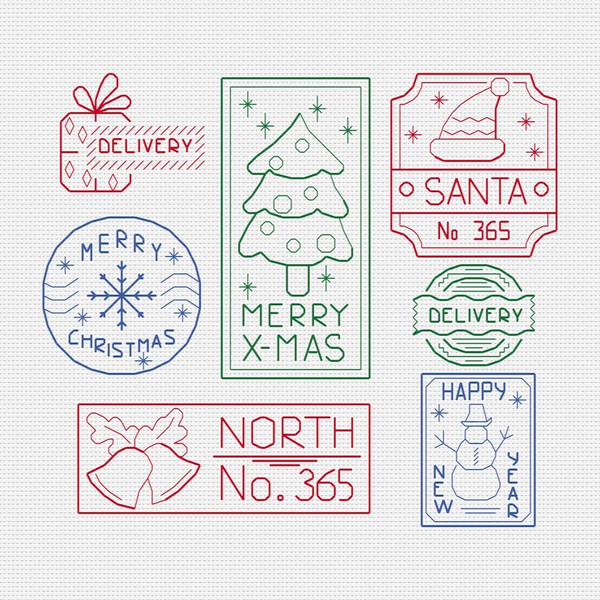 Christmas Stamps embroidery pattern-3