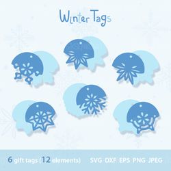 Christmas Gift Tags, Tags SVG Bundle, Winter Gift Tags SVG, Snowflakes Svg, Dxf, Eps, Png, Jpeg Digital Download