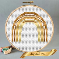 Rainbow pattern pdf cross stitch, Easy embroidery DIY, abstraction small pattern