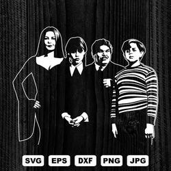 The Addams Family SVG Cutting Files, Jenna Ortega Digital Clip Art, Wednesday SVG, Files for Cricut and Silhouette.