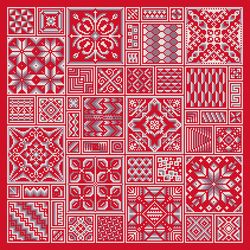 Azulejos Christmas Primitive Cross Stitch Pattern PDF