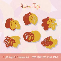 Thanksgiving Gift Tags SVG Bundle, Autumn Gift Tags SVG, Fall Leaves SVG, Dxf, Eps, Png, Jpeg, Pdf Digital Download
