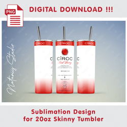 Ciroc Red Berry Template - Seamless Sublimation Pattern - 20oz SKINNY TUMBLER - Full Tumbler Wrap