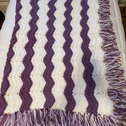 Chevron Stitch Ripple Afghan Crochet Blanket, Crochet Ripple Afghan Blanket, Handmade Blanket