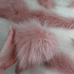 Blush real fox fur scraps, blush natural fur cut pieces for handmade and needlework, crafting fur, pink pale fur remnant