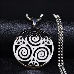 triskele necklace triple spiral necklace stainless steel celtic triskele viking triple spiral pendant necklace gift