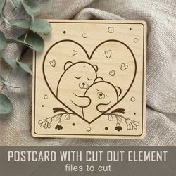 a card for mom with a cut-out heart insert. svg