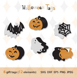 Halloween Gift Tags, Tags SVG Bundle, Printable Gift Tags SVG, Pumpkin Svg, ghost Svg, Dxf, Eps, Png, Jpeg Download