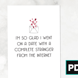 internet stranger digital printable greeting card | online dating, couples, anniversary, valentine's day