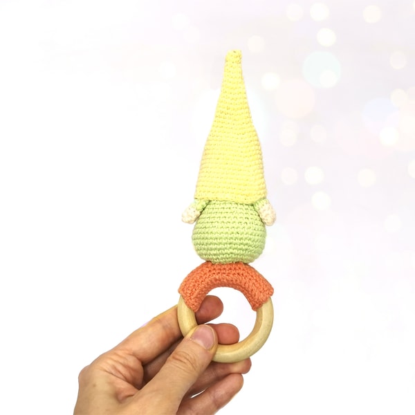 Gnome baby rattle, personalized elf rattle gift idea, expect - Inspire ...