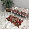 low pile rug, bath mat runner, entry mat, red turkish rug, natural rug, handmade rug, vintage rug, shoe mat, floor runner01.jpg