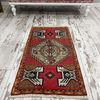 low pile rug, bath mat runner, entry mat, red turkish rug, natural rug, handmade rug, vintage rug, shoe mat, floor runner02.jpg