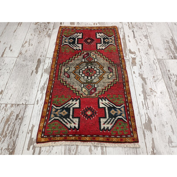 low pile rug, bath mat runner, entry mat, red turkish rug, natural rug, handmade rug, vintage rug, shoe mat, floor runner03.jpg