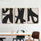 three abstract paintings in black and beige, easy to download