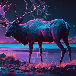 Deer Art Canvas Print Illustration
