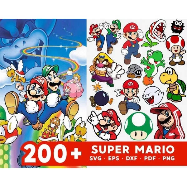 200 SUPER MARIO SVG BUNDLE - SVG, PNG, DXF, EPS, PDF Files F | Inspire ...