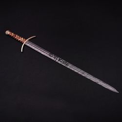 Custom Hand Forged, Damascus Steel Functional Sword 33 inches, Viking Fantasy Sword, Swords Battle Ready, With Sheath