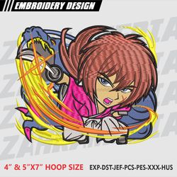 anime inspired , machine embroidery design, files, instant download