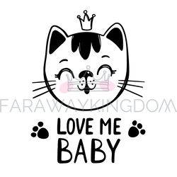 LOVE ME CAT Baby Cartoon Clip Art Vector Illustration Set
