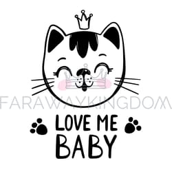 love me cat baby cartoon clip art vector illustration set